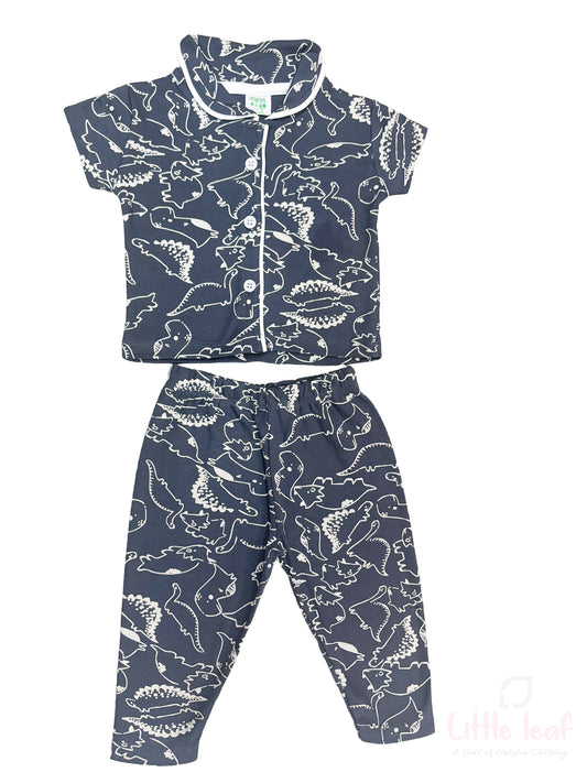 Grey Dino Unisex Cotton Night Suite