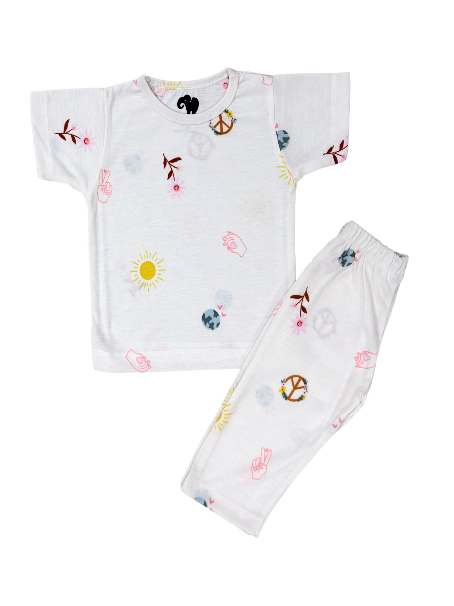 White Sun hand flower Co-ord set