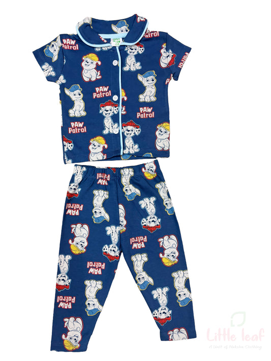 Navy Blue Paw Patrol Unisex Cotton Night Suite