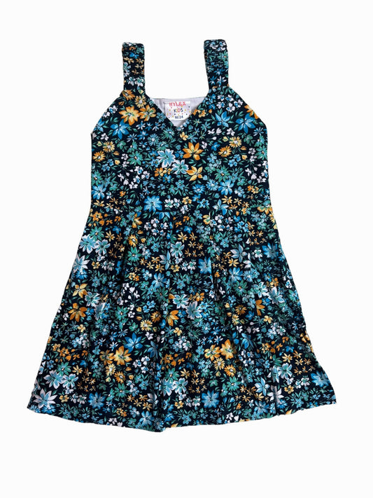 Cotton Belt Frocks - Black blue floral