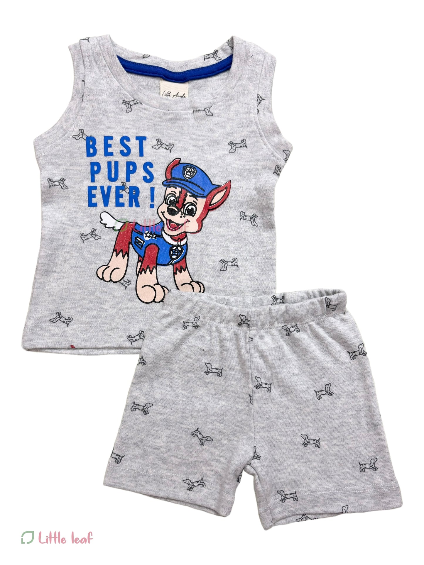 Ribbed Cotton Sleeveless Set Grey Best pups