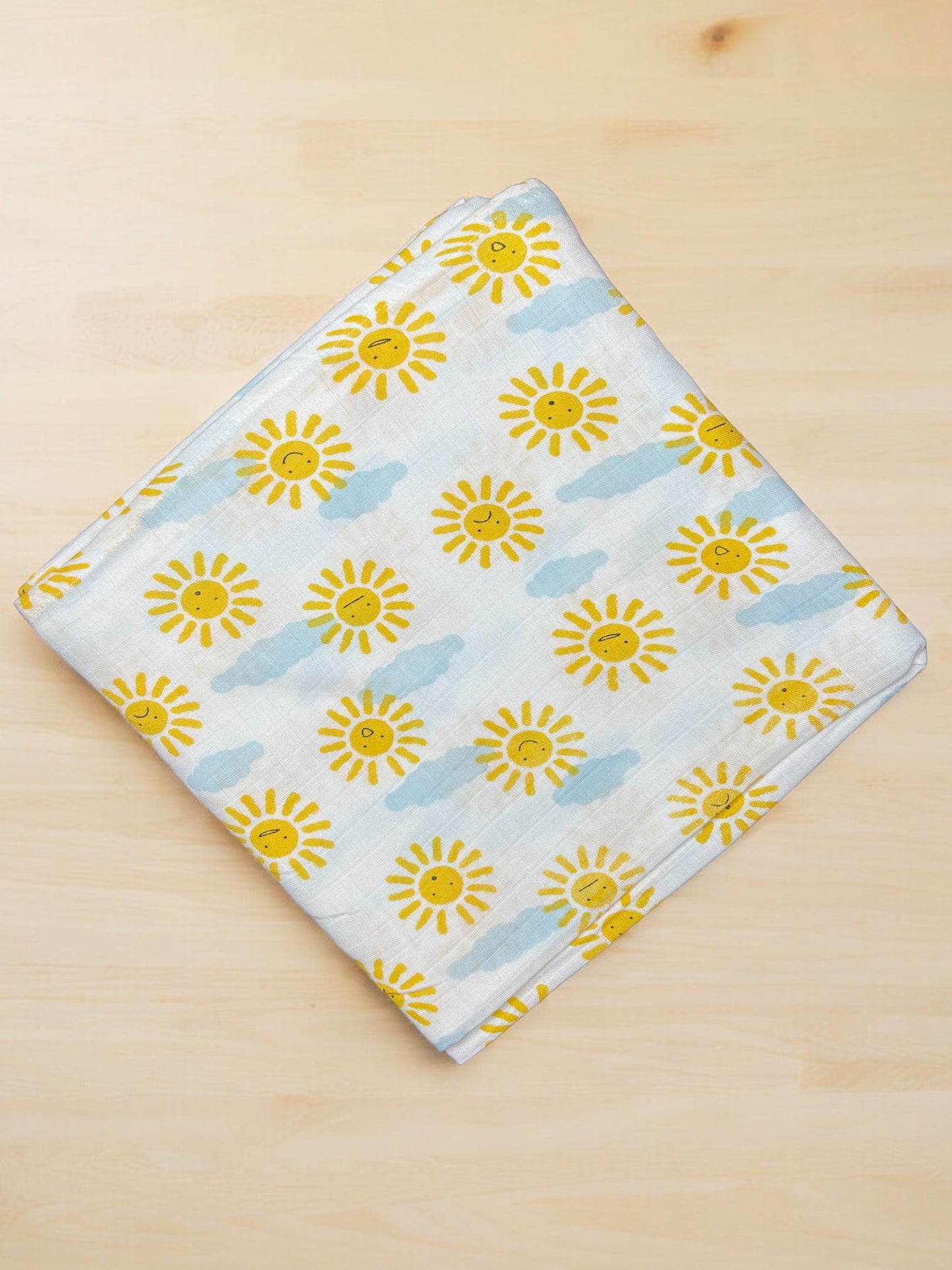 Muslin Swaddle Yellow Sun Blue Print