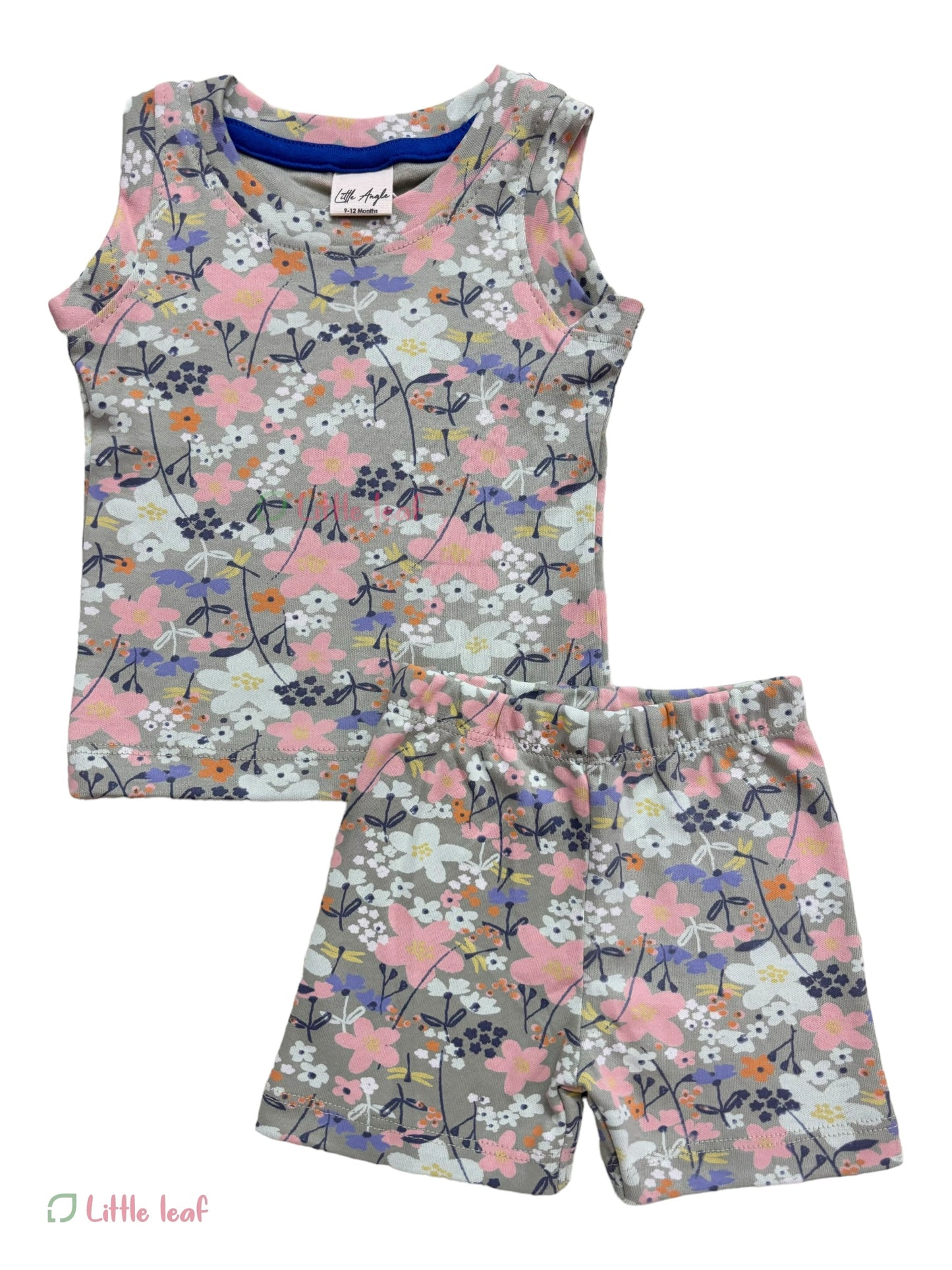 Cotton Sleeveless Set Grey Floral