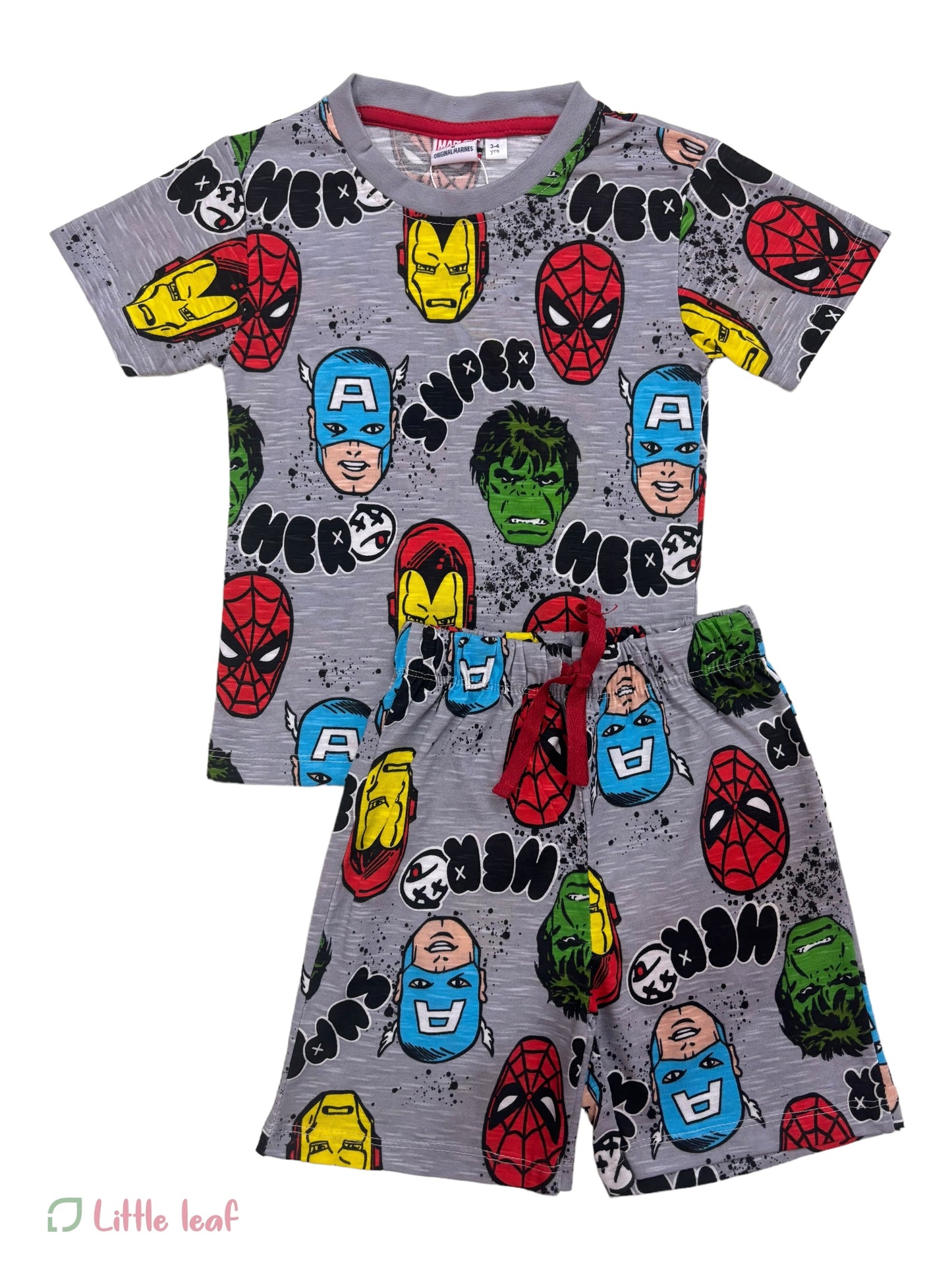 Half Sleeve Shorts Set - Gray Super Hero