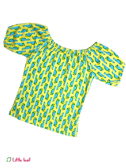 Girls Moon Top - Green Parrot