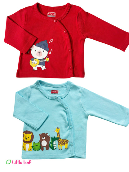 Blue Red Cotton Jabla full Sleeve Combo Pack of 2