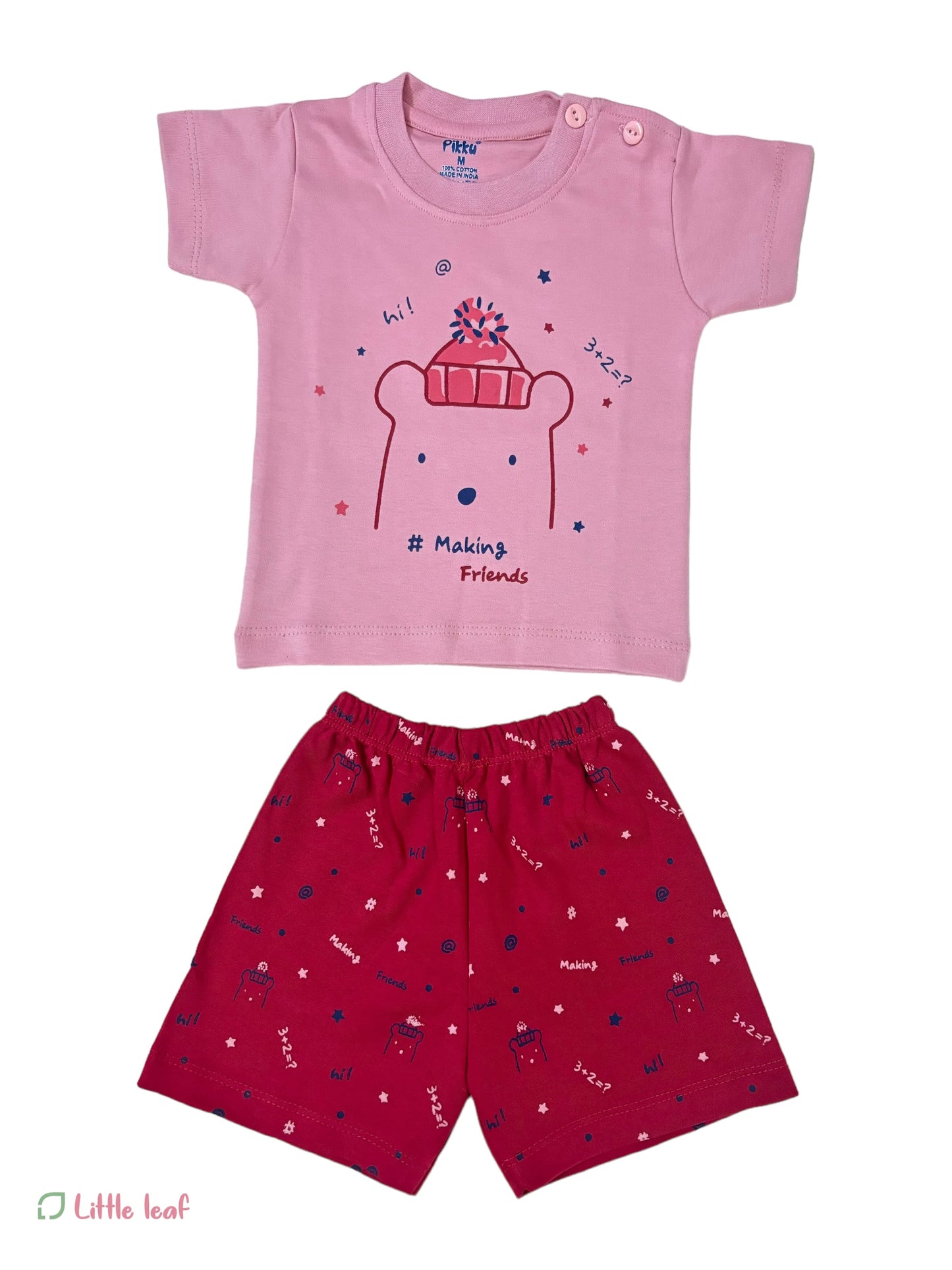 Half Sleeve Bear Solid Soft Cotton Sets