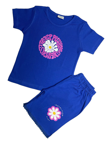 Girls Bermuda Push Forward Cotton  Shorts Set