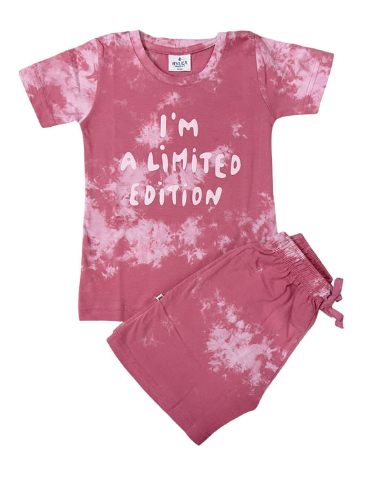 Unisex Tie Dye Cotton Bermuda Sets - Dark Pink Limited