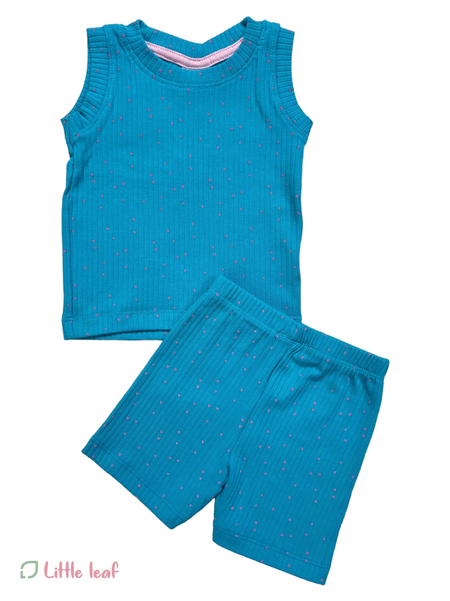 Sky Blue Dots Cotton Sleeveless Set