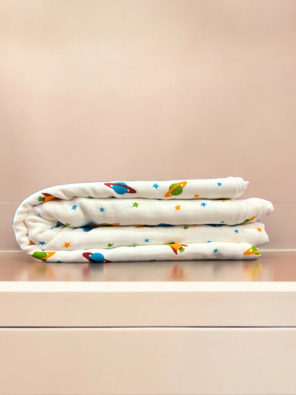 Muslin Blanket  Planet Print