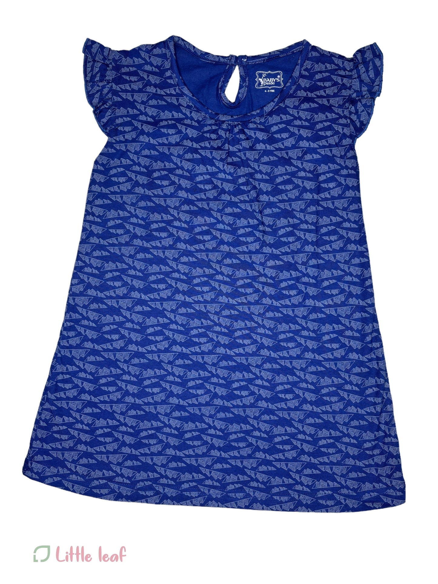 Cotton Frill Sleeve Frocks - Blue