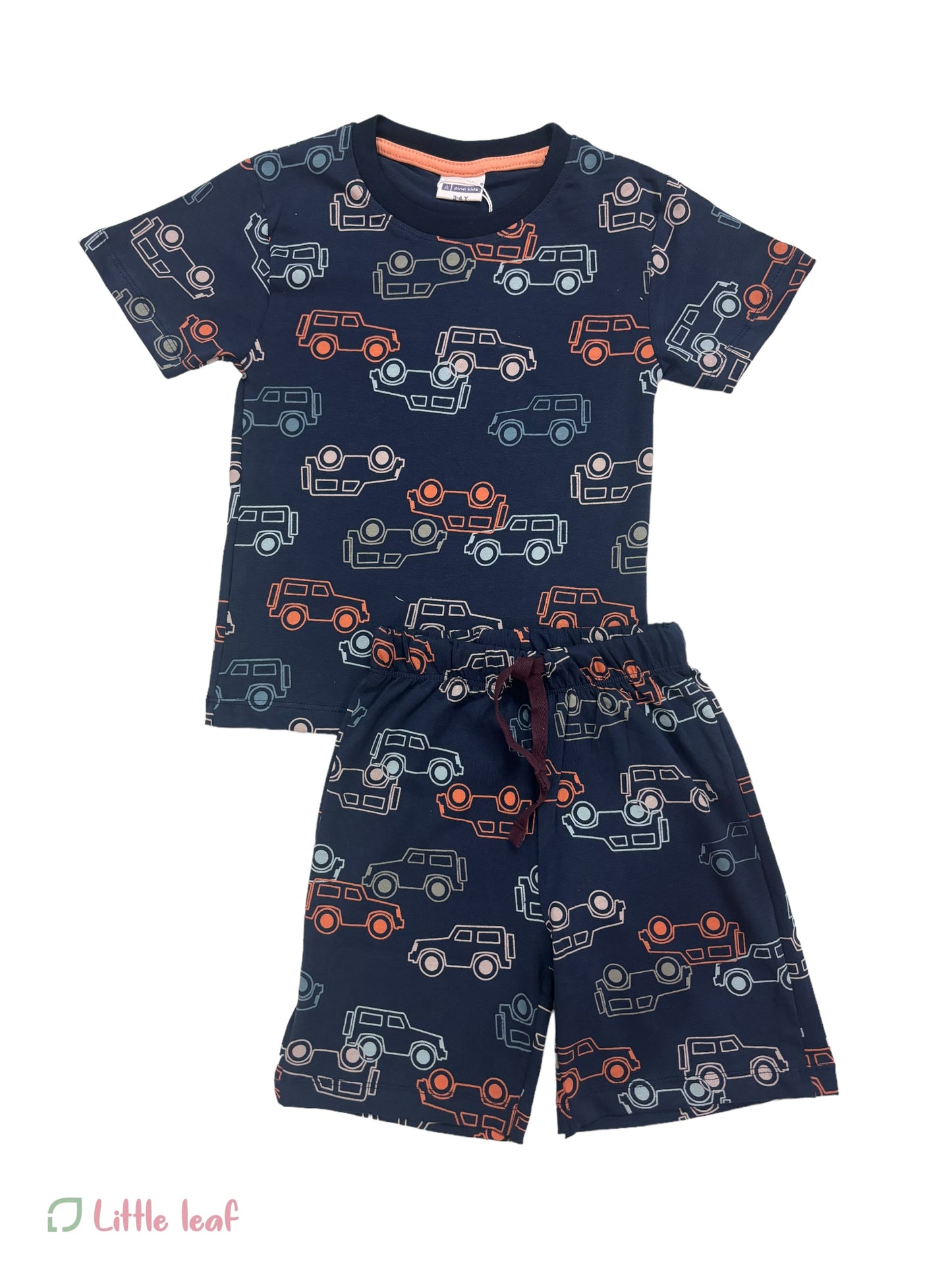 Half Sleeve Shorts Set - Dark Blue Car