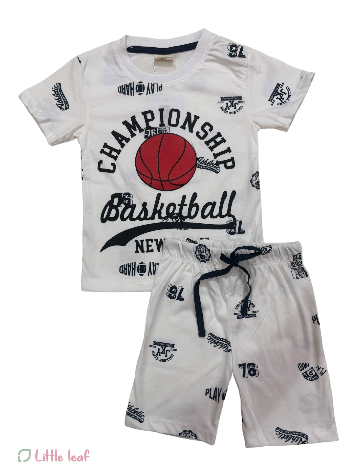 Half Sleeve Shorts Set - White Championship