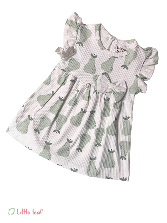 White Green Pear Cotton Frocks