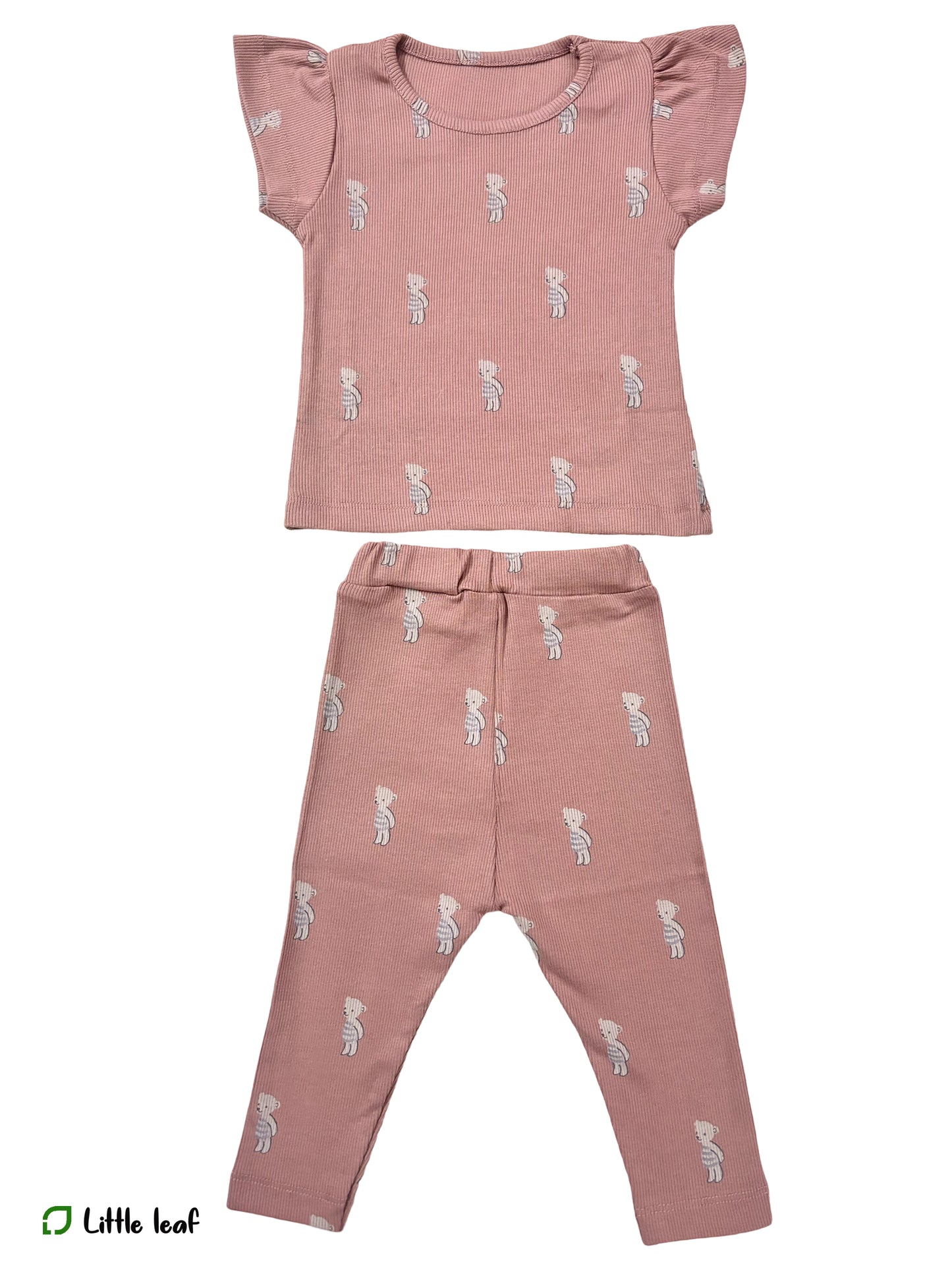 Girls Pant Sets- Dusty Pink Teddy