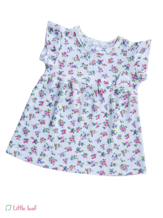 White Pink Floral Cotton Frocks