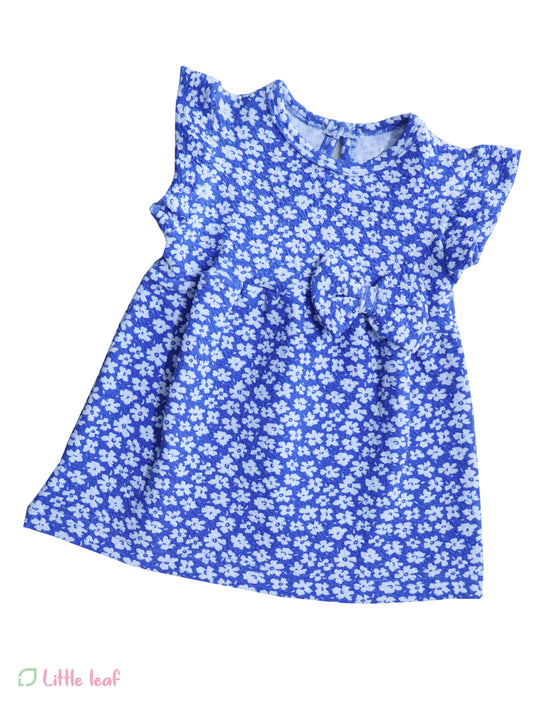 Sky Blue White Floral Cotton Frocks