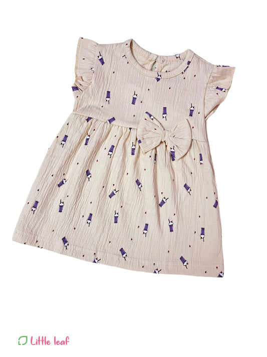 Beige popcorn Cream Cotton Frocks