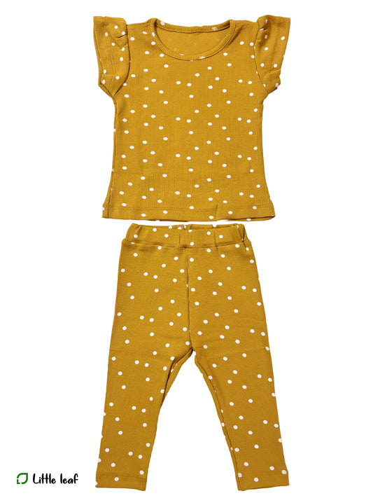 Girls Pant Sets- Yellow Polka