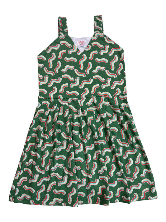 Cotton Belt Frocks - Green Rainbow Bold Line