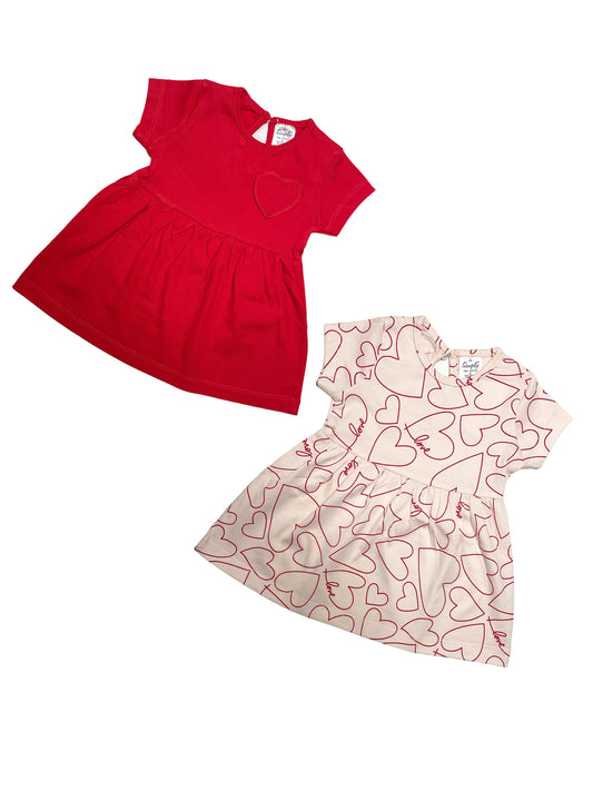 Premium cotton frocks (Red / Pink Combo pack of 2 )