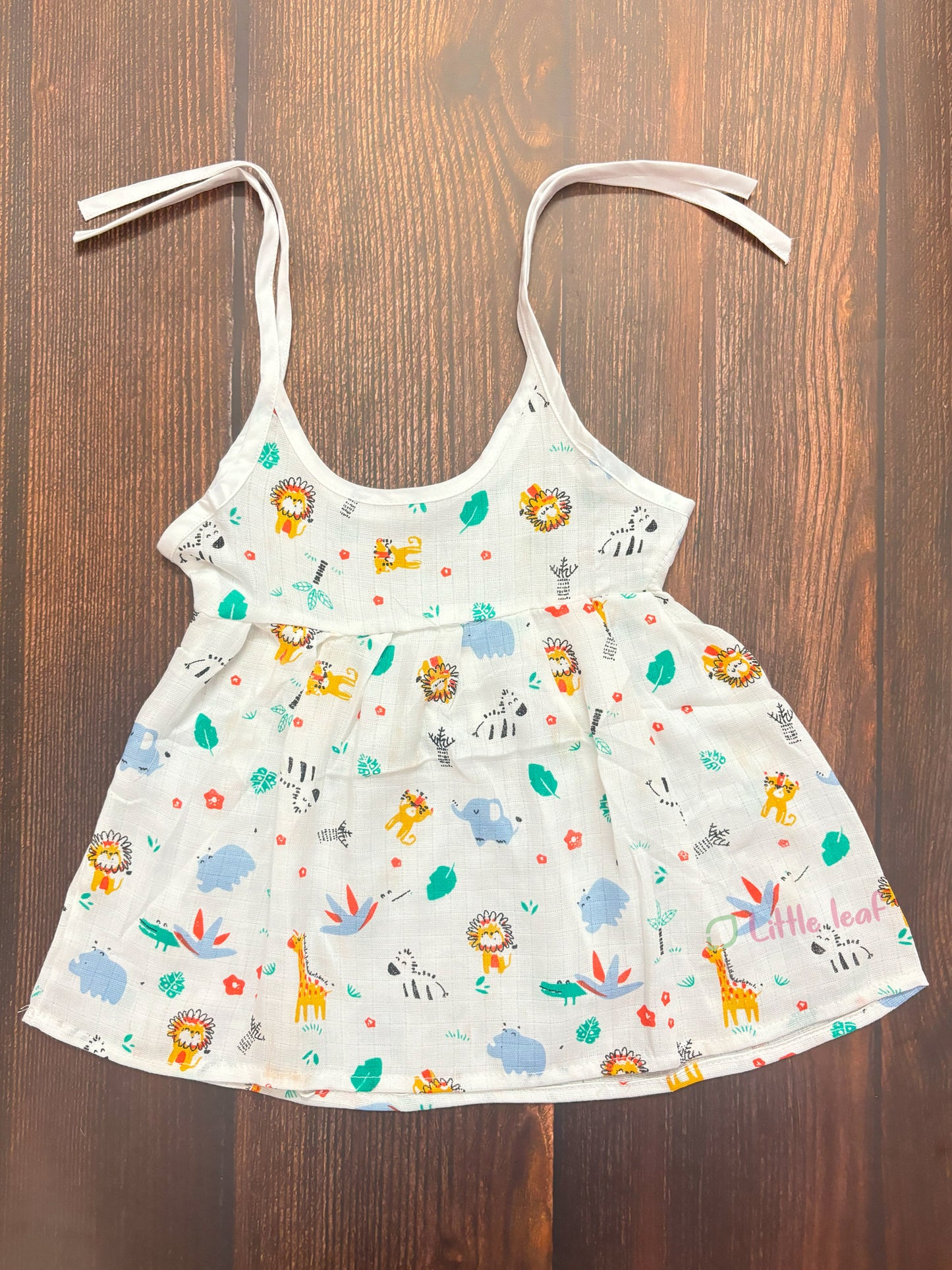 Baby Cotton Muslin Knot Frocks - Yellow Giraffe