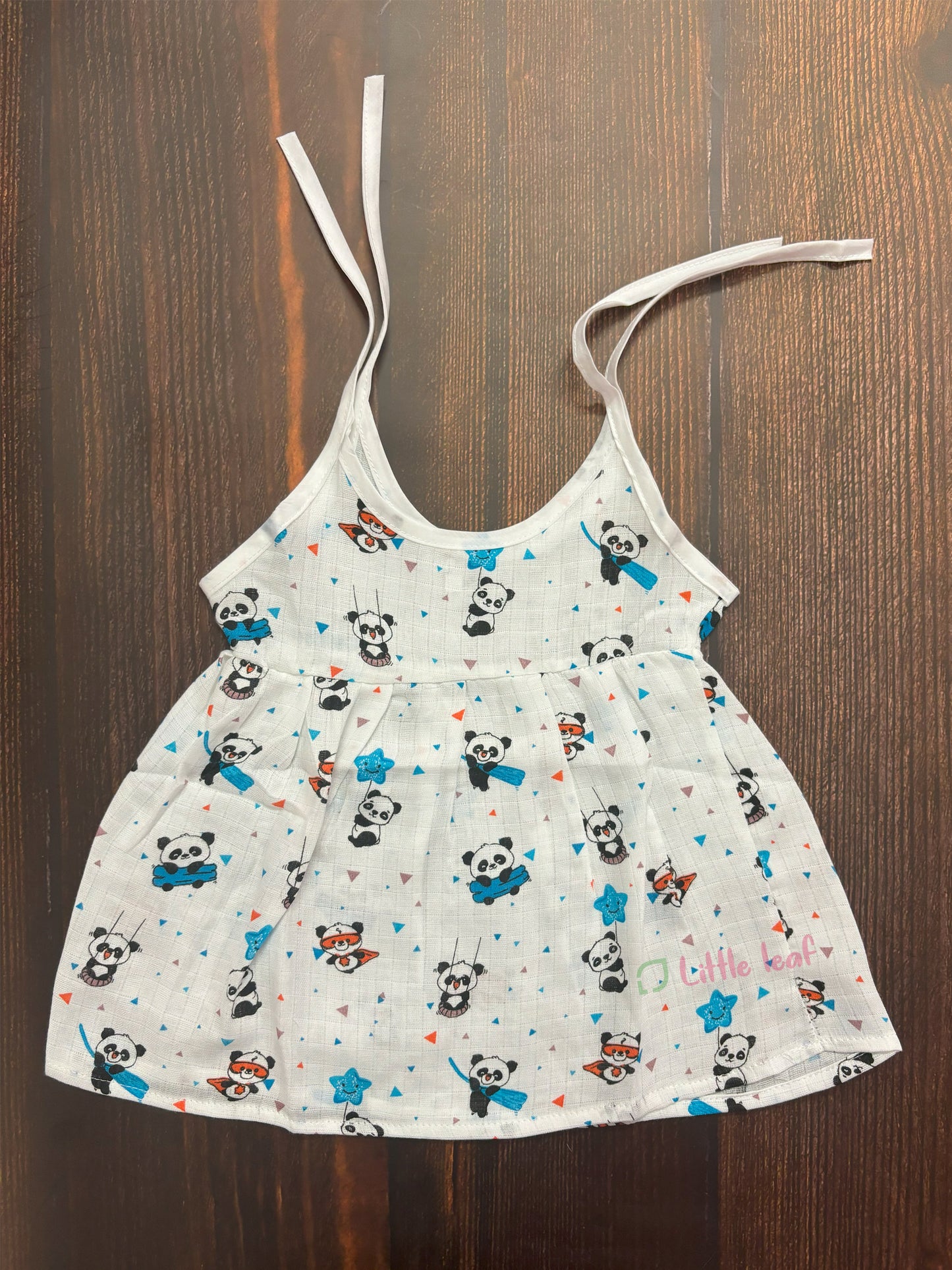 Baby Cotton Muslin Knot Frocks - Panda