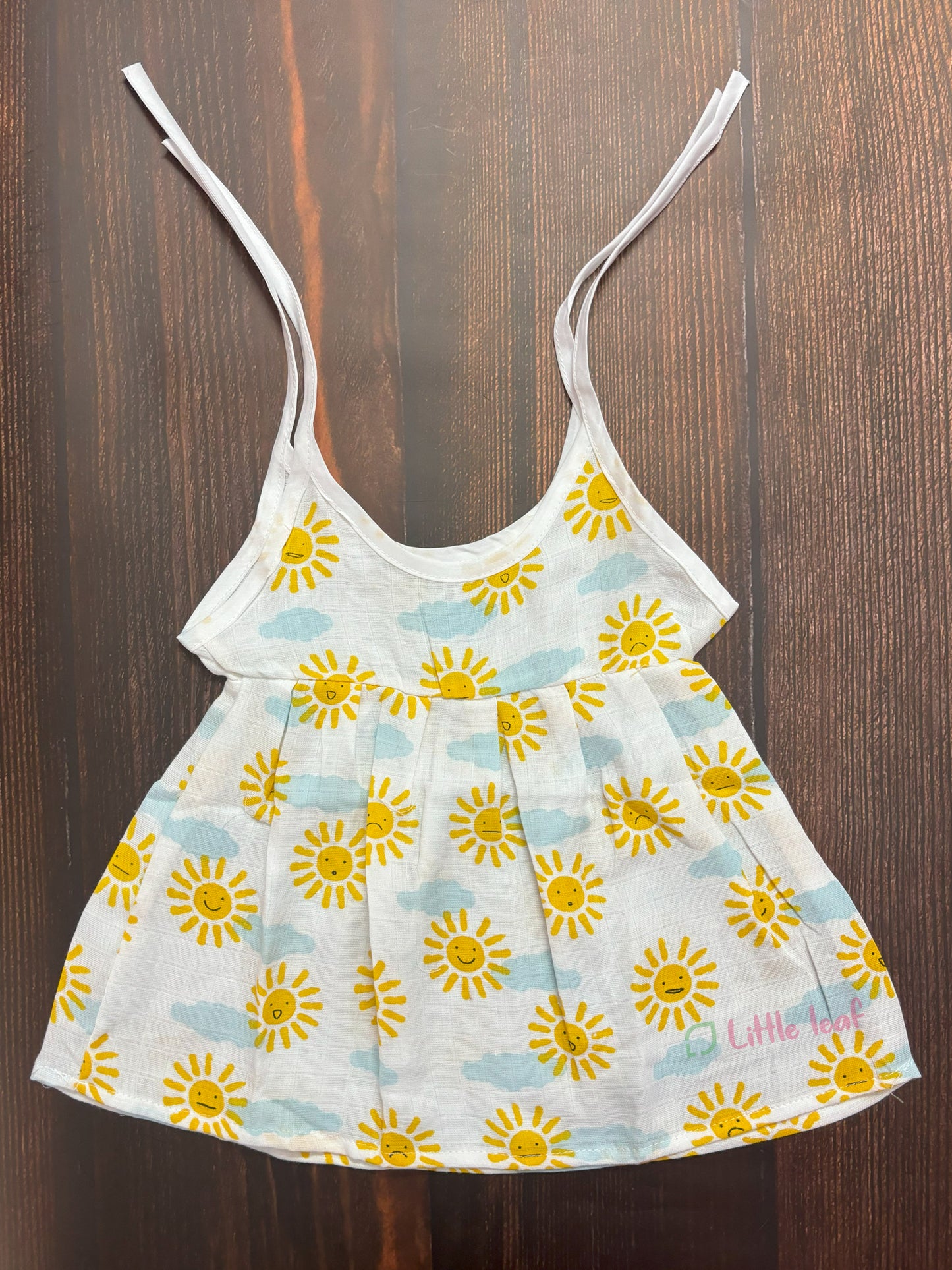 Baby Cotton Muslin Knot Frocks - Yellow Sun