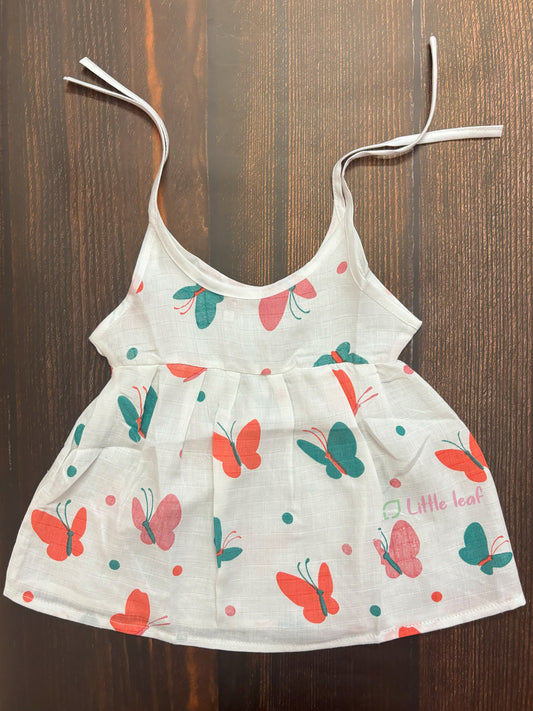 Baby Cotton Muslin Knot Frocks - Butterfly