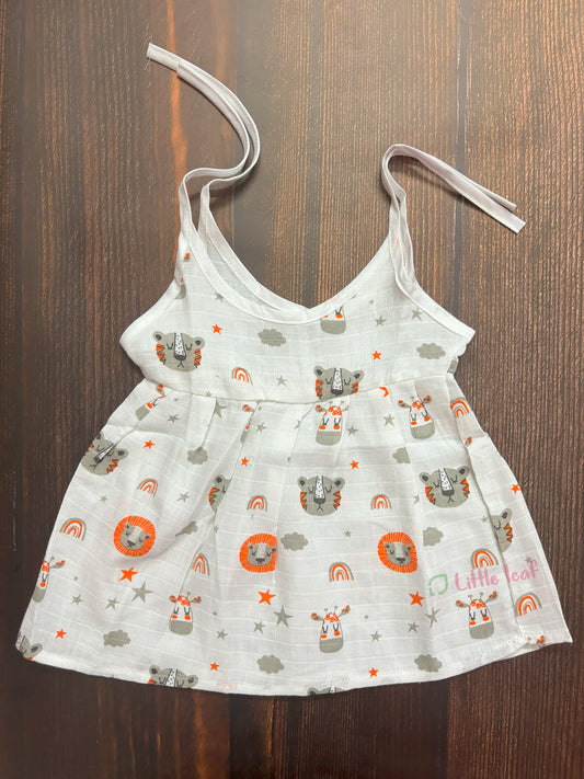 Baby Cotton Muslin Knot Frocks - Gray Cloud