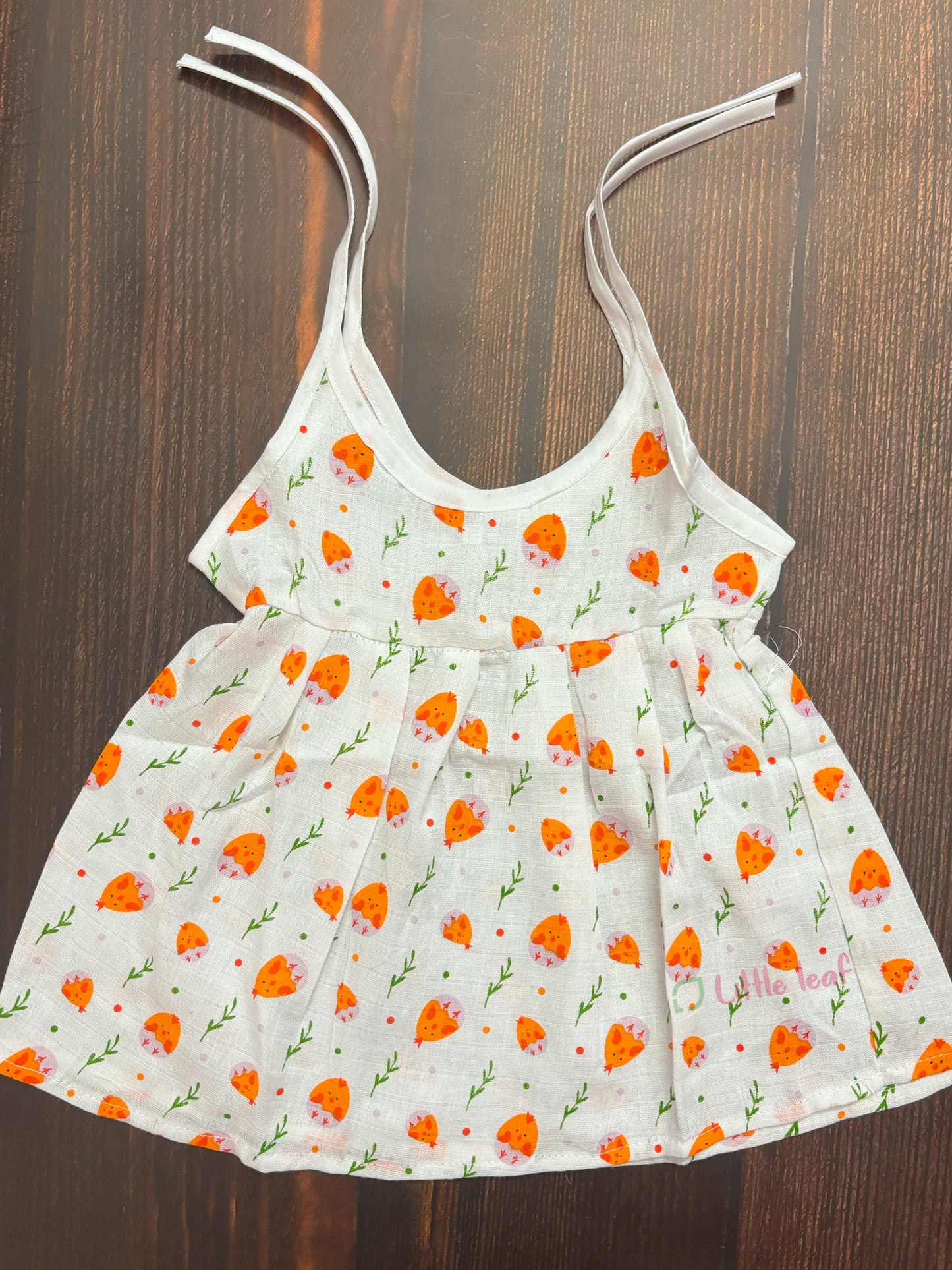 Baby Cotton Muslin Knot Frocks - Orange hen