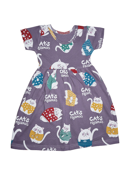 Dark Grey Cat Pyjama Frock