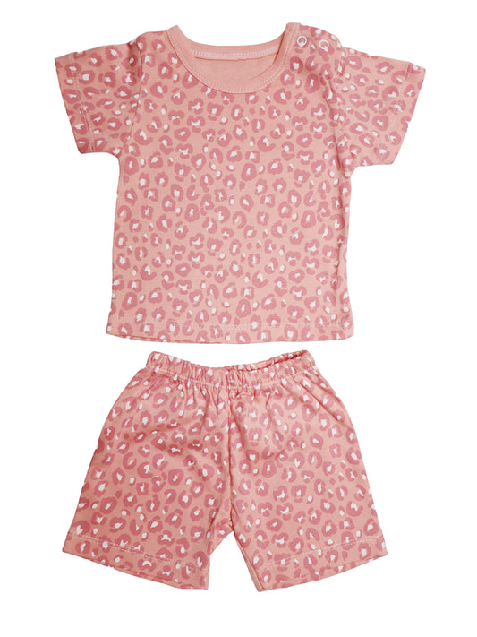 Pink Pattern Half Sleeve Tshirt set