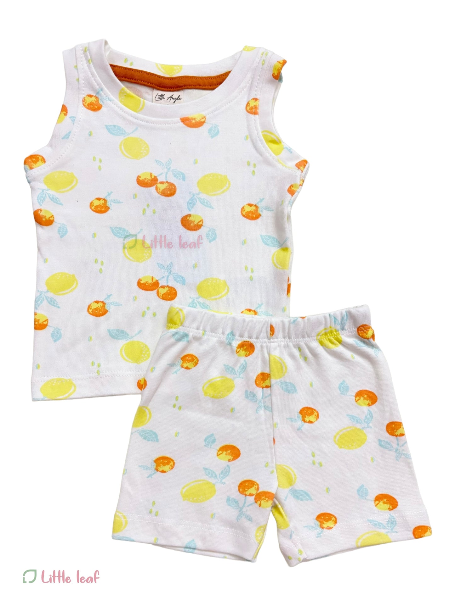 Cotton Sleeveless Set White orange Fruits