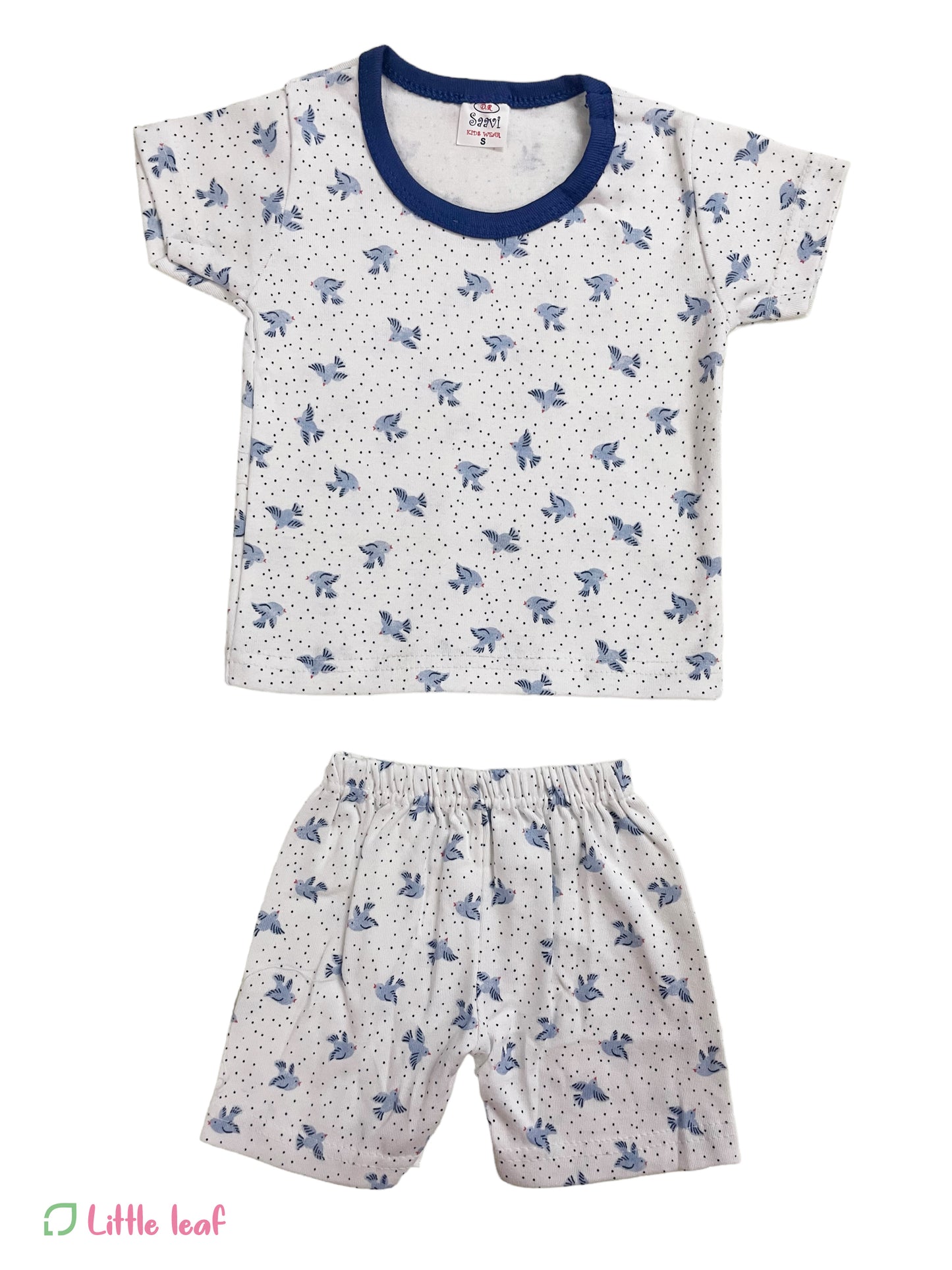 White Polka Blue Bird HS Cotton Sets