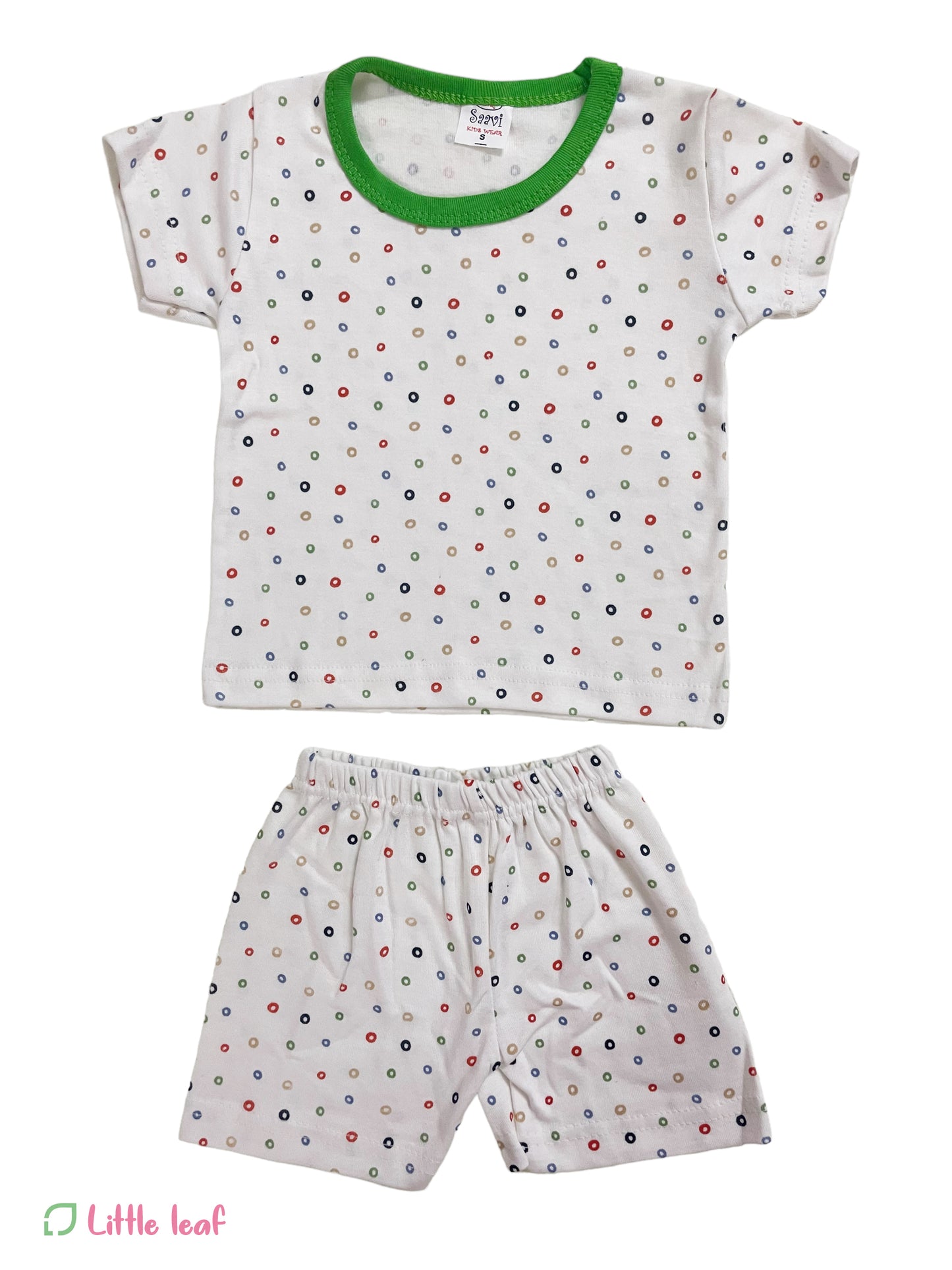 White Multi color circle HS Cotton Sets