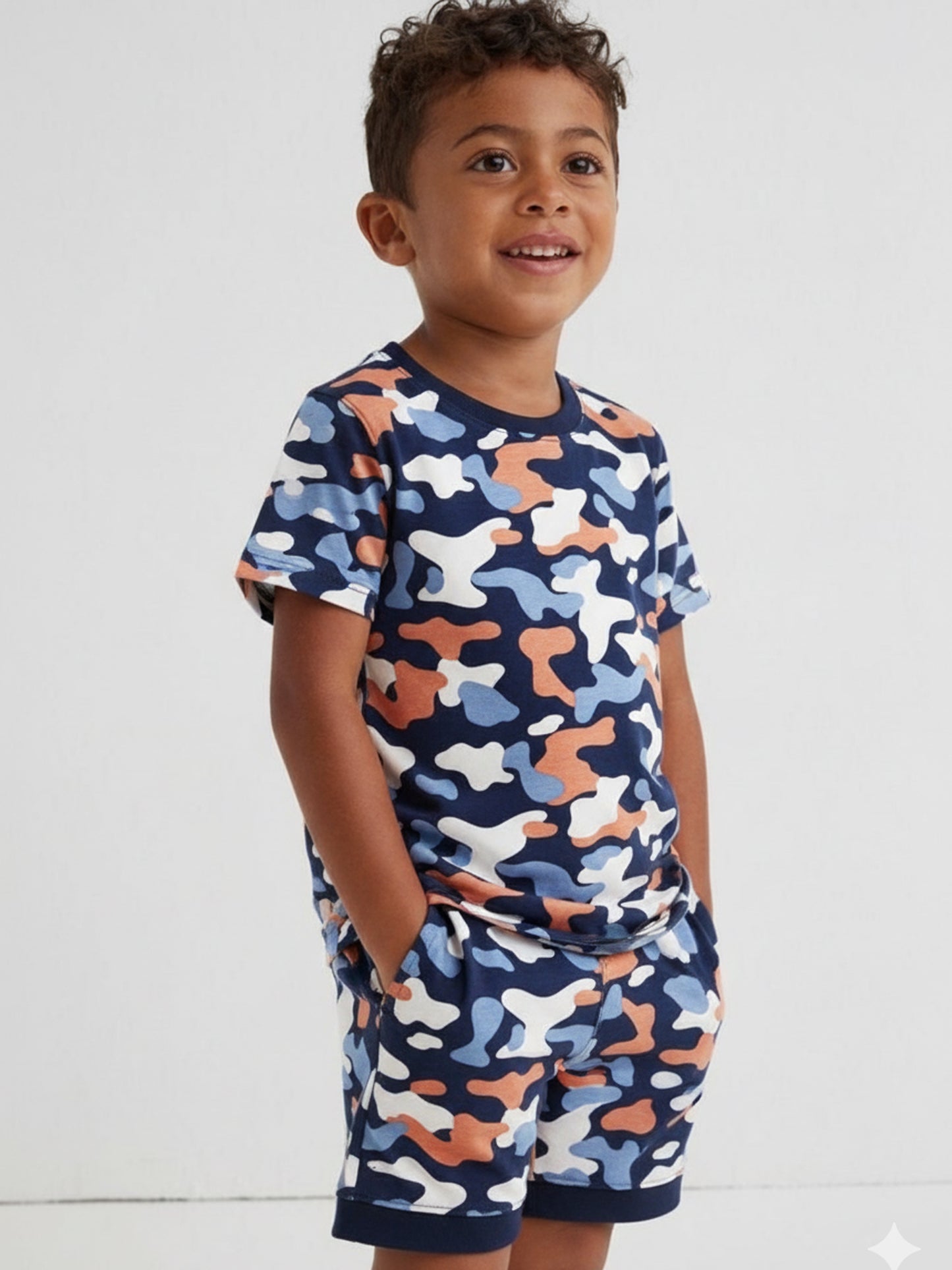 Interlock Half Sleeve Sets- Navy Blue cheetah