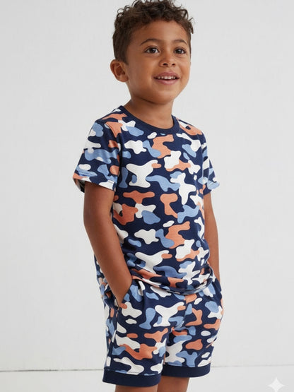 Interlock Half Sleeve Sets- Navy Blue cheetah