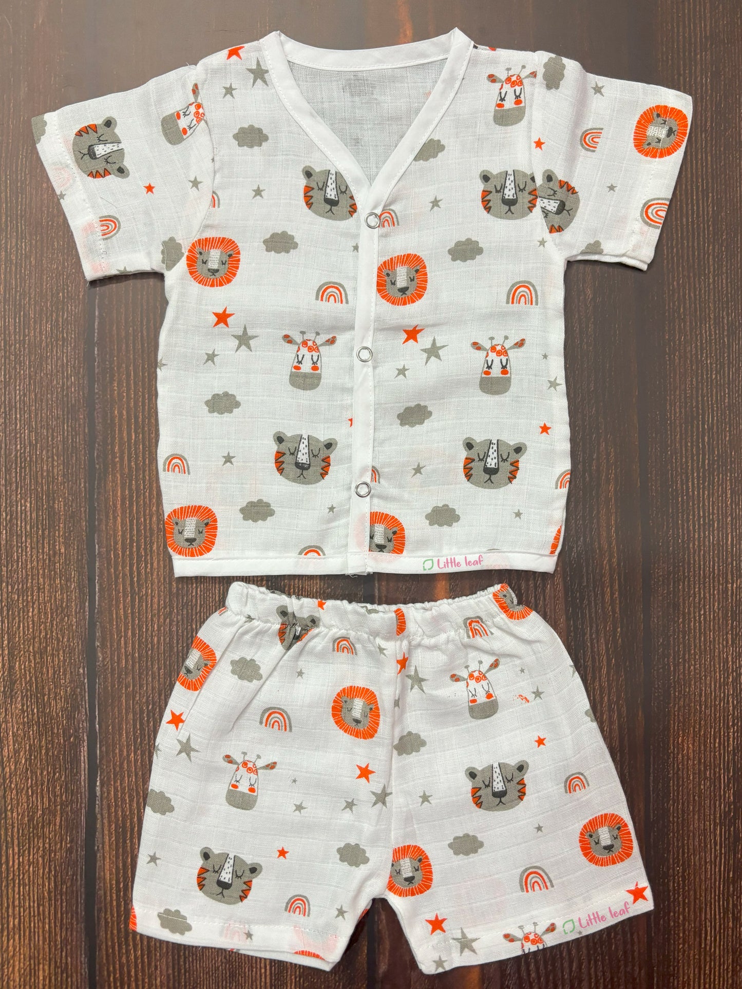 HS Muslin Jabla Shorts Set Gray Cloud Orange