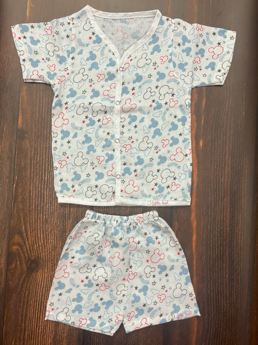 HS Muslin Jabla Shorts Set  Blue Rainbow