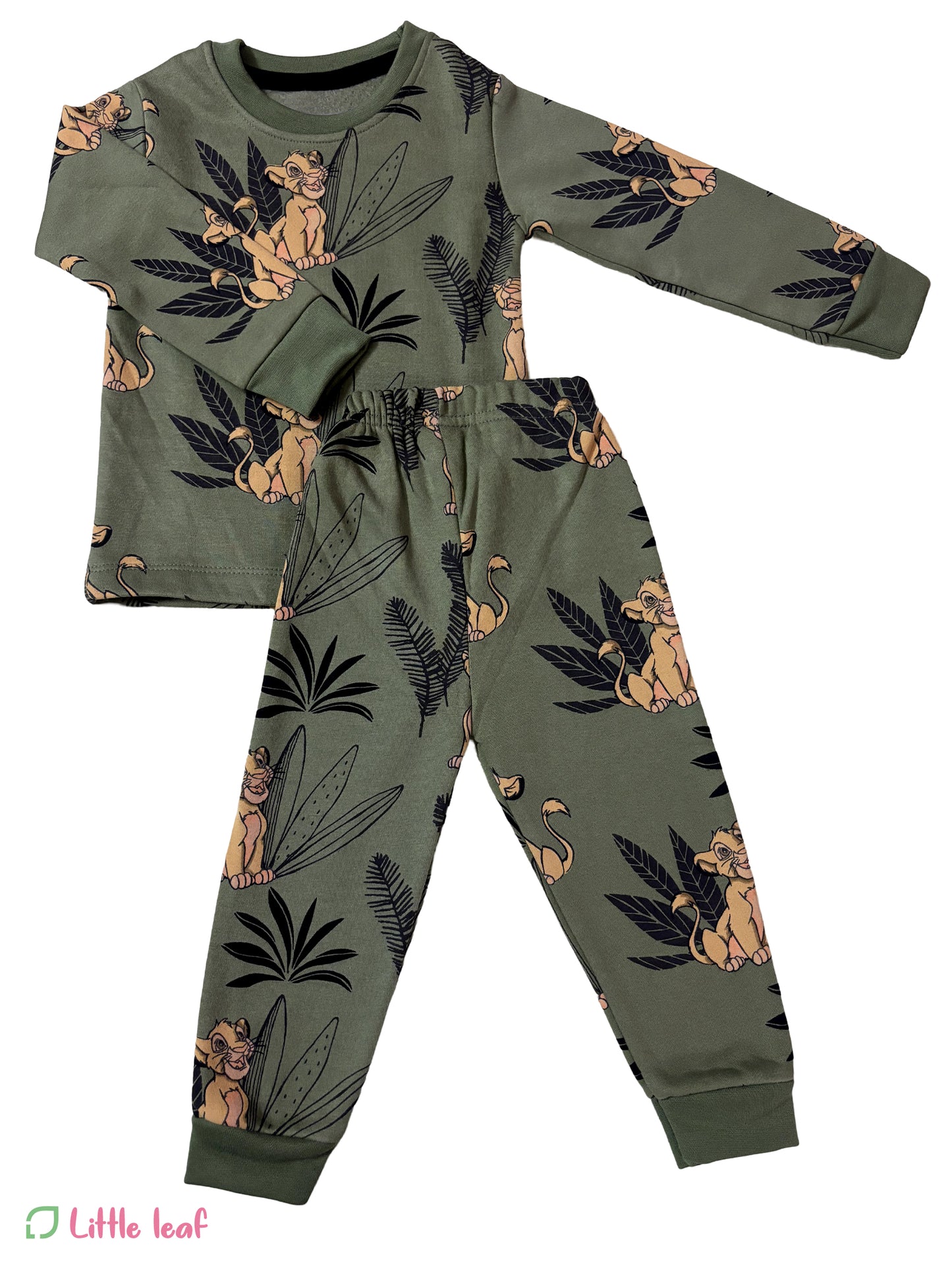 Loop Knit Jogger Set - Green Lion