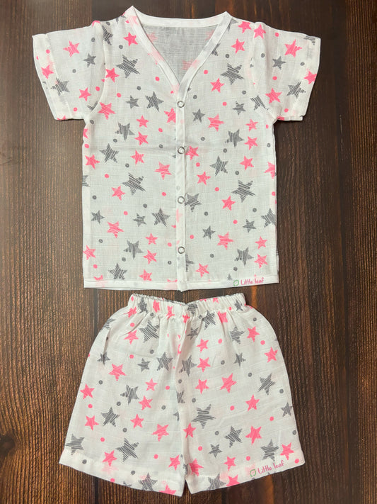 HS Muslin Jabla Shorts Set Red Black Star