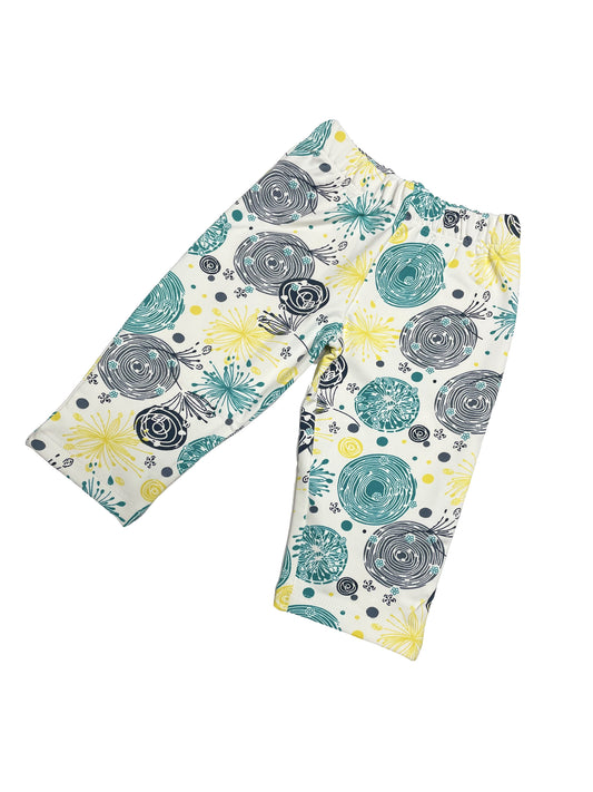 White Green Spiral Soft fabric Pants