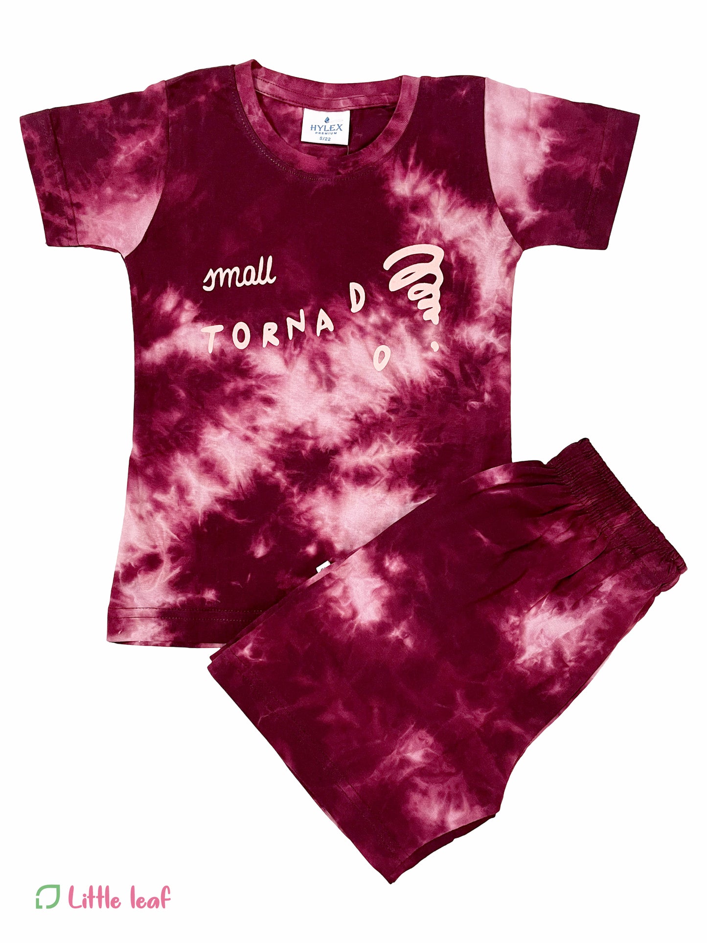 Unisex Tie Dye Cotton Bermuda Sets - Dark Maroon Tornado