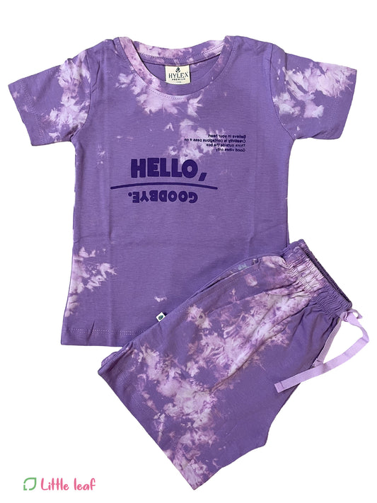 Unisex Tie Dye Cotton Bermuda Sets - Violet Hello