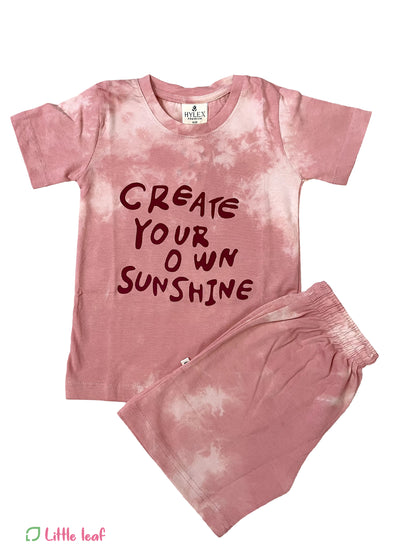 Unisex Tie Dye Cotton Bermuda Sets - Peach Sunrise