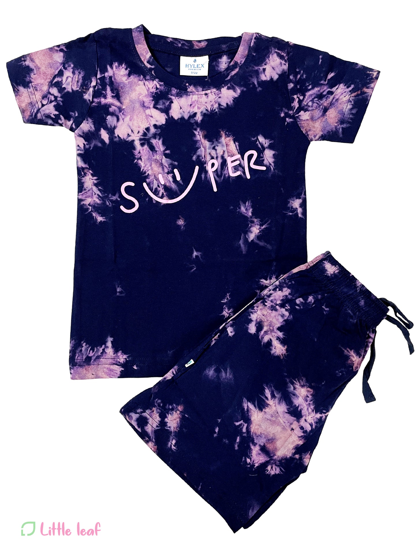 Unisex Tie Dye Cotton Bermuda Sets - Navy Blue Super