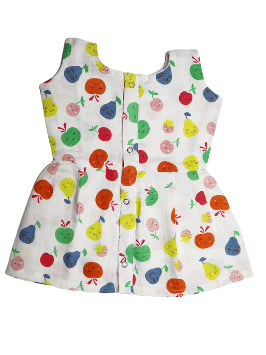 Muslin Fruits Print Frock