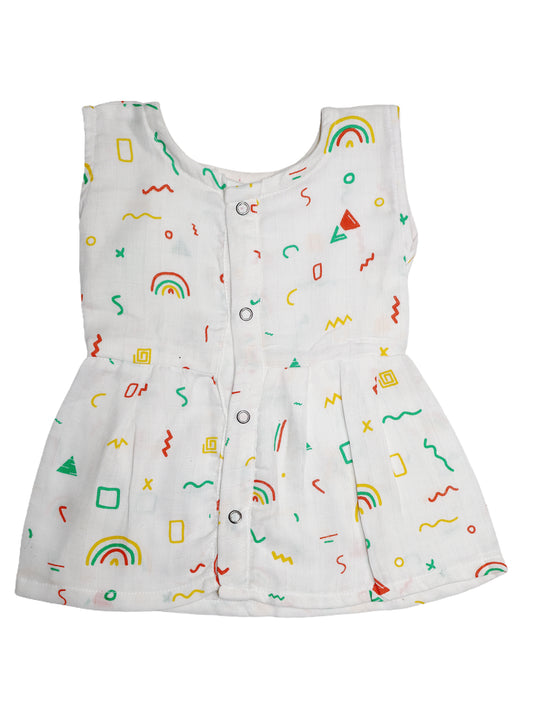 Muslin Rainbow Print Frock